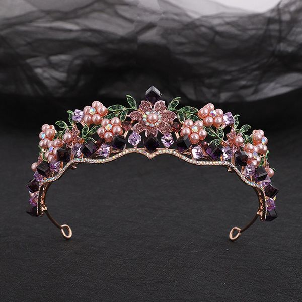 bride crown vintage purple crystal princess crown performance birthday headwear wedding dress with hair accessories, Silver
bride crown vintage purple crystal princess crown performance birthday headwear wedding dress with hair accessories, Silver