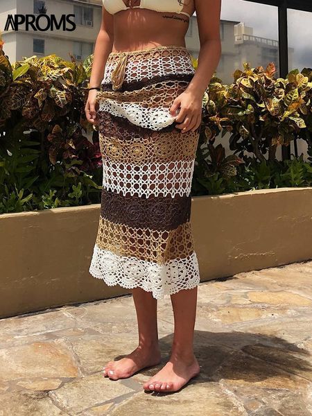 skirts aproms khaki coffee handmade crochet long maxi women summer drawstring waist hollow out bottoms beach bikini coverup 230503, Black
skirts aproms khaki coffee handmade crochet long maxi women summer drawstring waist hollow out bottoms beach bikini coverup 230503, Black