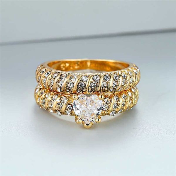 band rings white heart stone double rings vintage gold color wedding ring sets shining rhinone engagement ring set for women jewelry, Silver
band rings white heart stone double rings vintage gold color wedding ring sets shining rhinone engagement ring set for women jewelry, Silver