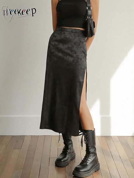 skirts weekeep vintage floral print satin midi women side split high waist summer retro black casual outfits fashion 230503
skirts weekeep vintage floral print satin midi women side split high waist summer retro black casual outfits fashion 230503