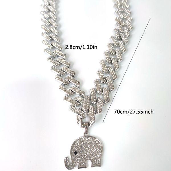 elephant necklace pendant couples fashion cool personality hip hop long ccb diamond exaggerate wide cuban chain white gold, Silver
elephant necklace pendant couples fashion cool personality hip hop long ccb diamond exaggerate wide cuban chain white gold, Silver
