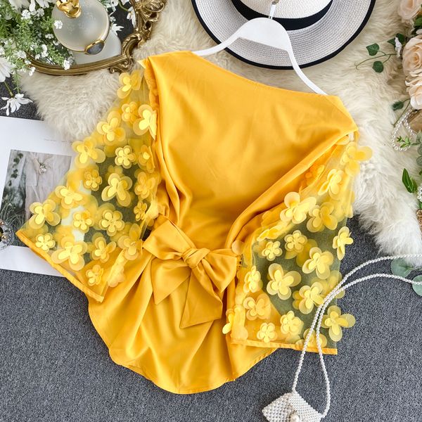 women's blouses shirts autumn spring slim waist lace up blouse o neck patchwork mesh flare three quarter sleeve appliques blusas elegan, White
women's blouses shirts autumn spring slim waist lace up blouse o neck patchwork mesh flare three quarter sleeve appliques blusas elegan, White