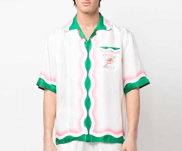 new casablanca designer shirt silk casual pink green wave gradient fruit table tennis racket temperament satin hawaii beach short sleeve shi, White;black
new casablanca designer shirt silk casual pink green wave gradient fruit table tennis racket temperament satin hawaii beach short sleeve shi, White;black