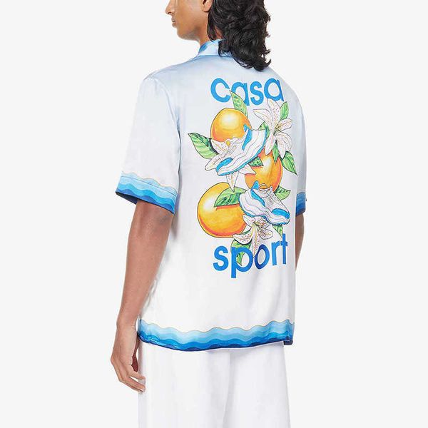 new casablanca designer shirt silk casual style orange loose fitting men and women fashion hawaii beach short sleeved, White;black
new casablanca designer shirt silk casual style orange loose fitting men and women fashion hawaii beach short sleeved, White;black