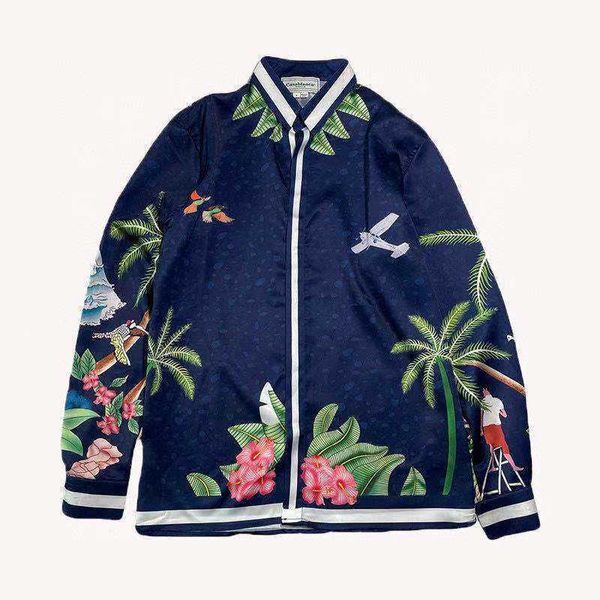 23ss casablanca designer shirt hawaii beach gradual change floral silk casual couple long sleeve shirt, White;black
23ss casablanca designer shirt hawaii beach gradual change floral silk casual couple long sleeve shirt, White;black