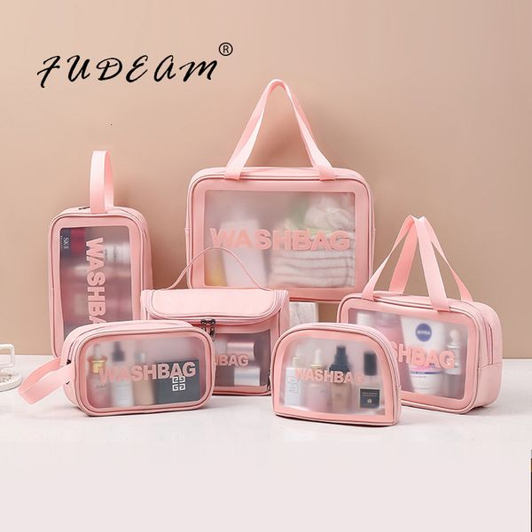 cosmetic bags cases fudeam transparent pvc women waterproof travel toiletries storage organize pu make up female wash handbag 230503
cosmetic bags cases fudeam transparent pvc women waterproof travel toiletries storage organize pu make up female wash handbag 230503