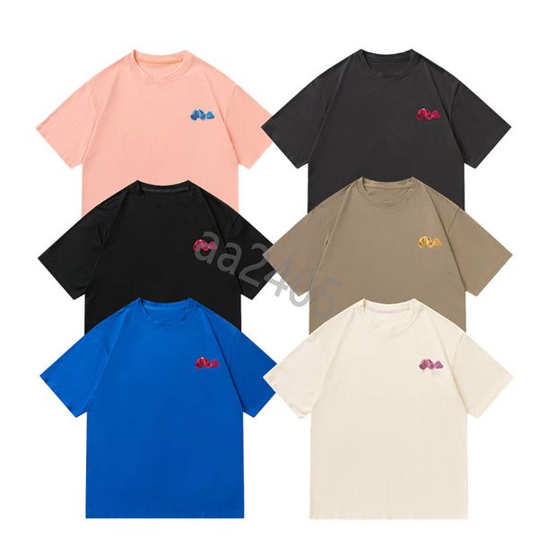 2023 spring and summer new lettered crewneck t-shirt men's and women's cotton angelst short sleeve loose plamm pullover top, White;black
2023 spring and summer new lettered crewneck t-shirt men's and women's cotton angelst short sleeve loose plamm pullover top, White;black