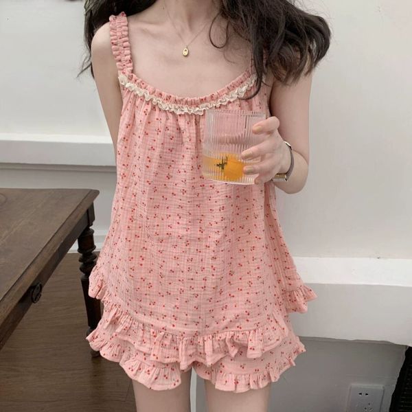 women's sleepwear women spaghetti strap pajama sets cherry printed shorts ruffles sweet girls candy color sleepwear cozy casual lounge, Black;red
women's sleepwear women spaghetti strap pajama sets cherry printed shorts ruffles sweet girls candy color sleepwear cozy casual lounge, Black;red