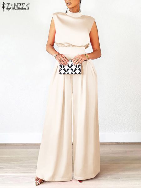 women's jumpsuits rompers zanzea party satin jumpsuit women summer fashion sleeveless high waist jumpsuits elegant high collar wide leg, Black;white
women's jumpsuits rompers zanzea party satin jumpsuit women summer fashion sleeveless high waist jumpsuits elegant high collar wide leg, Black;white
