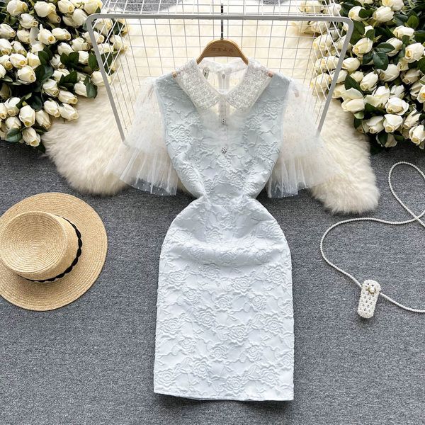 french niche shirt collar dress patchwork mesh sweet temperament dress slimming retro jacquard wrap hip skirt, Black;gray
french niche shirt collar dress patchwork mesh sweet temperament dress slimming retro jacquard wrap hip skirt, Black;gray