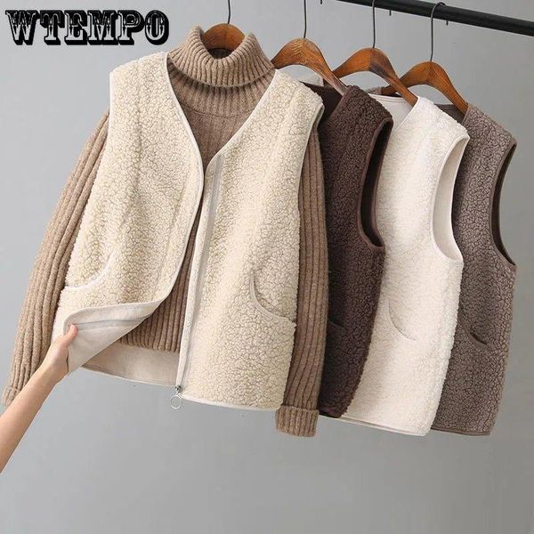 vests fashion faux lamb wool vests solid color sleeveless warm vneck beige coffee vest women autumn winter korean style outer vests, Black;white
vests fashion faux lamb wool vests solid color sleeveless warm vneck beige coffee vest women autumn winter korean style outer vests, Black;white