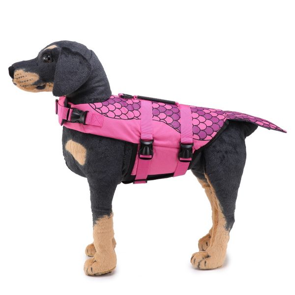 

Dog Life Jacket Ripstop Shark Dog Safety Vest Adjustable Preserver with High Buoyancy and Durable Rescue Handle for ,Medium,Large Dogs