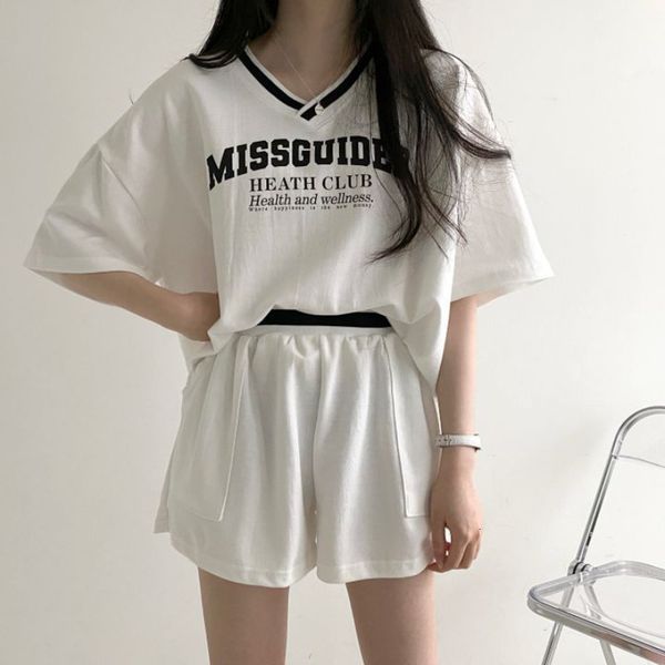 womens two piece pants women tracksuit summer v neck tshirt shorts matching outfit casual sets female loose sportswear suit student sports 2, White
womens two piece pants women tracksuit summer v neck tshirt shorts matching outfit casual sets female loose sportswear suit student sports 2, White