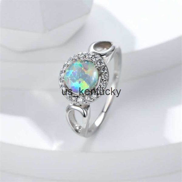 

band rings classic round white fire opal rings for women wedding bands silver color zircon promise engagement ring female valentine jewelry