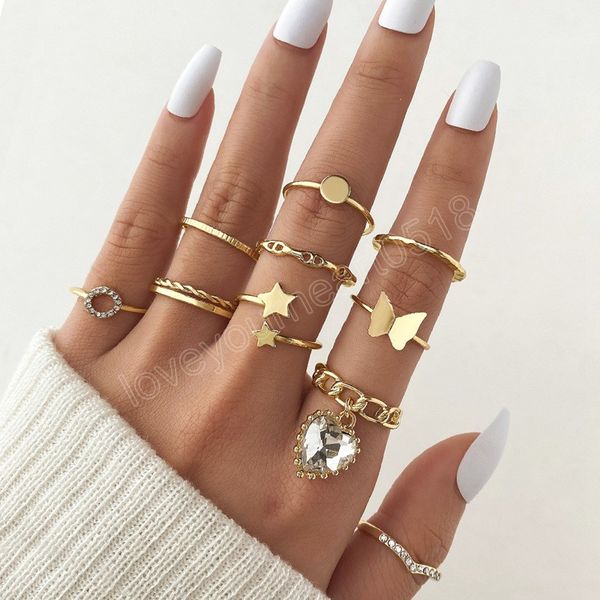 10pcs/set vintage gold color heart rings set for women hollow geometric butterfly rings trendy finger jewelry, Silver
10pcs/set vintage gold color heart rings set for women hollow geometric butterfly rings trendy finger jewelry, Silver