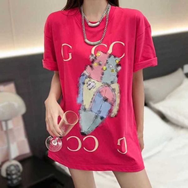 designer t shirt shirt summer print relaxed sleeve t-shirt, White;black