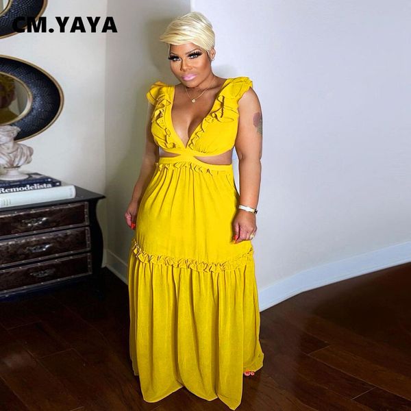 plus size dresses cmyaya women ruffles vneck sleeveless lace up open back maxi long dress size beach holiday 230504, Black
plus size dresses cmyaya women ruffles vneck sleeveless lace up open back maxi long dress size beach holiday 230504, Black