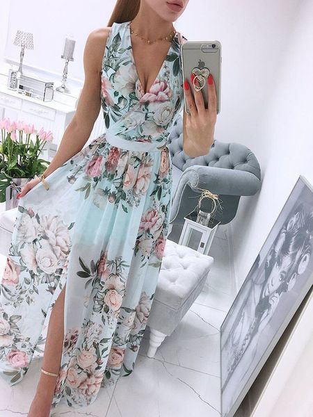 casual dresses summer deep v-neck bohemian dress sleeveless beach elegant dresses women chiffon split vintage floral print long vestidos 230, Black;gray
casual dresses summer deep v-neck bohemian dress sleeveless beach elegant dresses women chiffon split vintage floral print long vestidos 230, Black;gray