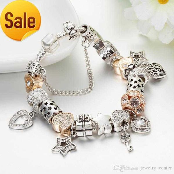 925 silver plated heart-shaped charms and key pendant bracelet for pandora charm bracelets gift jewelry, Golden;silver
925 silver plated heart-shaped charms and key pendant bracelet for pandora charm bracelets gift jewelry, Golden;silver