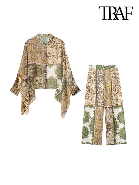women's two piece pants traf women fashion patchwork print cape blouses and high waist zipper fly trousers female sets mujer 230504, White
women's two piece pants traf women fashion patchwork print cape blouses and high waist zipper fly trousers female sets mujer 230504, White