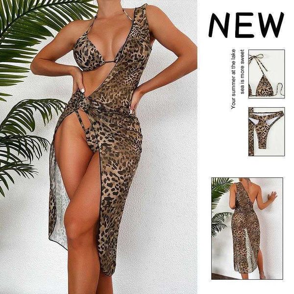 leopard print bikini sun protection three piece set swimsuit womens beach, White;black
leopard print bikini sun protection three piece set swimsuit womens beach, White;black