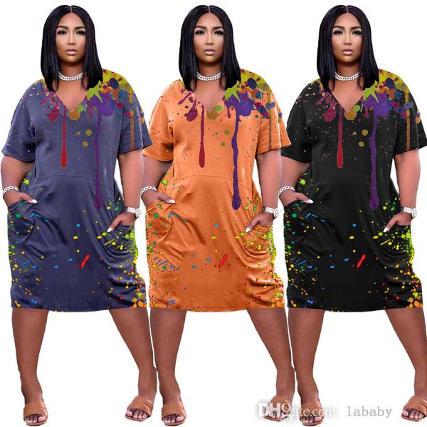 casual summer dress fashion ink splashing print v-neck loose short sleeve t shirt dress with pocket plus size s-3xl dresses, Black;gray
casual summer dress fashion ink splashing print v-neck loose short sleeve t shirt dress with pocket plus size s-3xl dresses, Black;gray