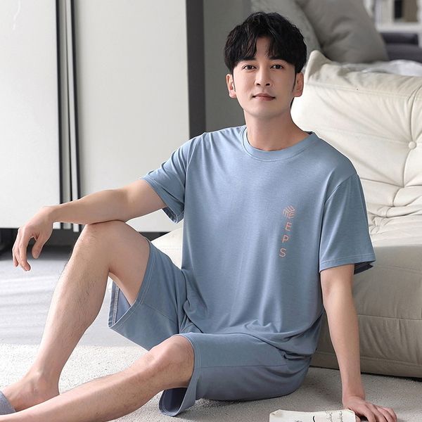 men's sleepwear l-5xl men pajamas set summer modal short sleeve sleepwear casual pyjamas sets 230505, Black;brown
men's sleepwear l-5xl men pajamas set summer modal short sleeve sleepwear casual pyjamas sets 230505, Black;brown