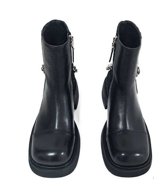 luxury designer thick soled leather cowhide zipper black martin boots for comfort high quality
luxury designer thick soled leather cowhide zipper black martin boots for comfort high quality