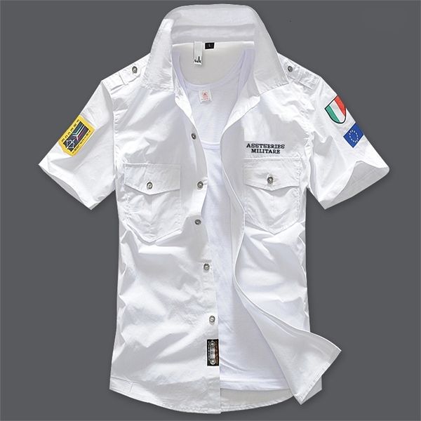 men's casual shirts new men's shirts summer embroidery short sleeve 100% cotton cool casual air force male millitary cargo shirt, White;black
men's casual shirts new men's shirts summer embroidery short sleeve 100% cotton cool casual air force male millitary cargo shirt, White;black