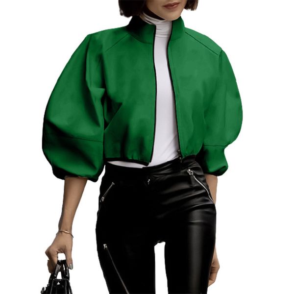 women's jackets yeezzi female fashion puff sleeves loose zipper short jackets spring solid color stand collar casual outerwear for wome, Black;brown
women's jackets yeezzi female fashion puff sleeves loose zipper short jackets spring solid color stand collar casual outerwear for wome, Black;brown