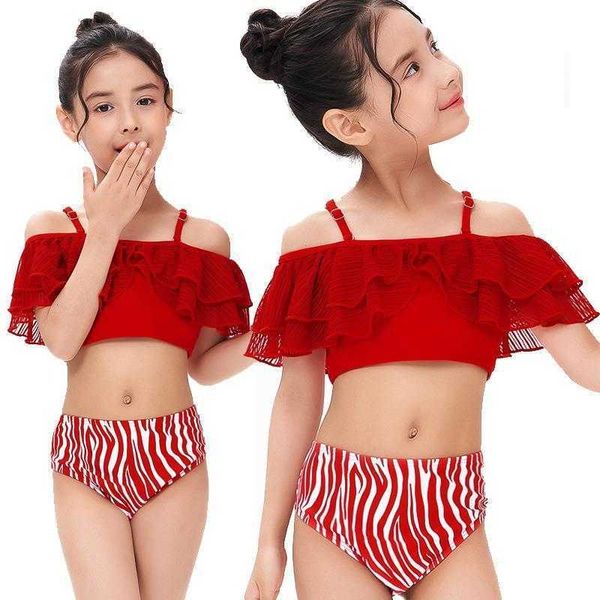 childrens swimwear split conservative two pieces high waist off shoulder bikini triangle girls swimming suit, Blue
childrens swimwear split conservative two pieces high waist off shoulder bikini triangle girls swimming suit, Blue