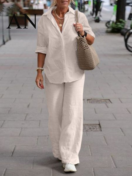 womens two piece pants twopiece set lapel long sleeve shirt spring and summer casual solid color wide leg pant s 230505, White
womens two piece pants twopiece set lapel long sleeve shirt spring and summer casual solid color wide leg pant s 230505, White