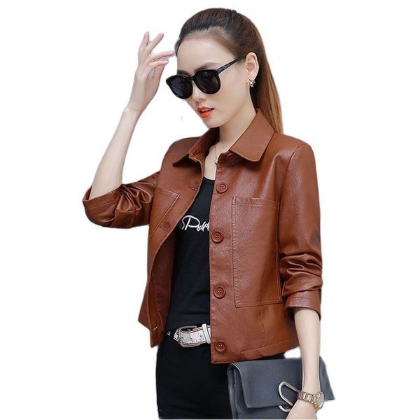women's jackets pu motorcycle leather coat women's spring autumn new hong kong style chic jacket short loose fashion wild leather, Black;brown
women's jackets pu motorcycle leather coat women's spring autumn new hong kong style chic jacket short loose fashion wild leather, Black;brown