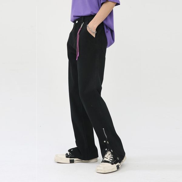 men's jeans four seasons high street dark breasted zip slit slim straight casual pants 230504, Blue
men's jeans four seasons high street dark breasted zip slit slim straight casual pants 230504, Blue
