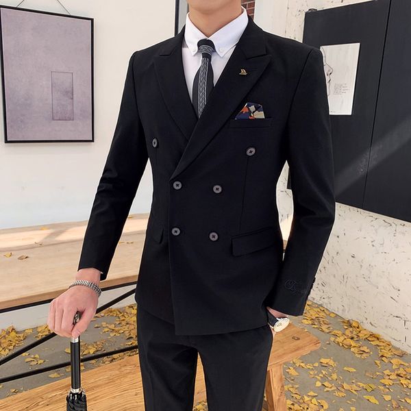 men's suits blazers men double breasted two piece suit coat set slim fashion new business casual jacket british style wedding dress bla, White;black
men's suits blazers men double breasted two piece suit coat set slim fashion new business casual jacket british style wedding dress bla, White;black