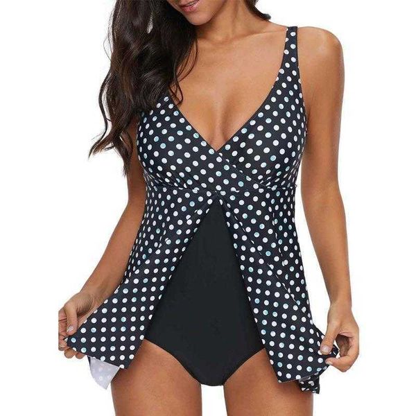 xl plus size swimwear conservative siamese triangle split skirt polka dot swimsuit, White;black
xl plus size swimwear conservative siamese triangle split skirt polka dot swimsuit, White;black