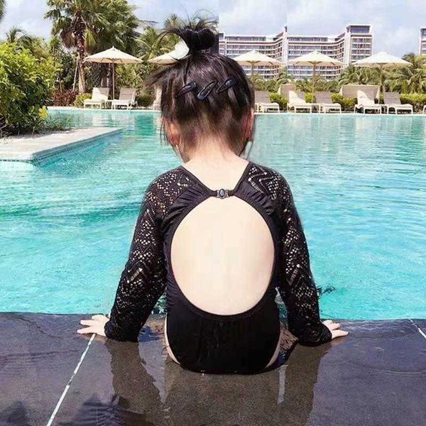 cute girls one pieces swimwear childrens one piece long sleeve swimsuit sunscreen lace backless infant, Black
cute girls one pieces swimwear childrens one piece long sleeve swimsuit sunscreen lace backless infant, Black