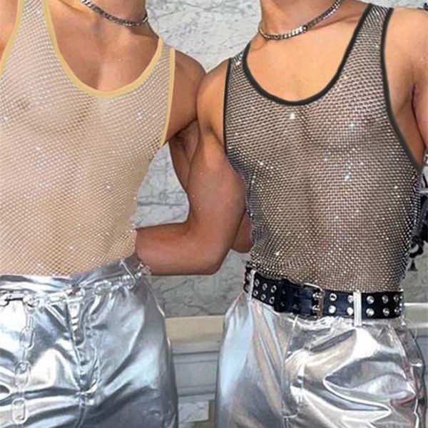 men' tank party nightclubs style sparkling waistcoat stylish male seethrough mesh sleeveless vests s5xl incerun 2023 230504, White;black
men' tank party nightclubs style sparkling waistcoat stylish male seethrough mesh sleeveless vests s5xl incerun 2023 230504, White;black