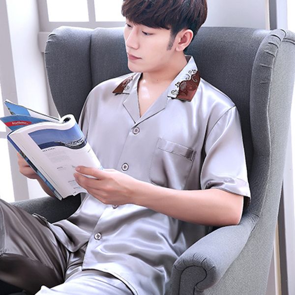 men's sleepwear short-sleeved trousers high simulation silk men's summer silk pajamas home clothing set fabric couple pajamas paja, Black;brown
men's sleepwear short-sleeved trousers high simulation silk men's summer silk pajamas home clothing set fabric couple pajamas paja, Black;brown