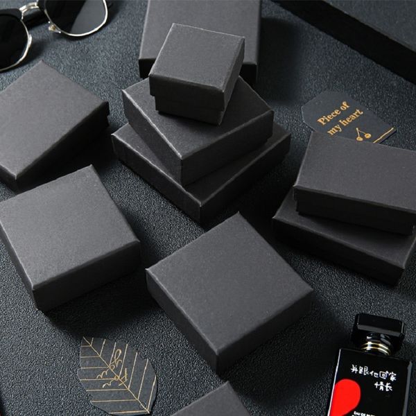 

jewelry boxes 30pcs black kraft jewelry gift box cardboard travel ring necklace earring packaging organizer boxes case with sponge inside 23, Black;white