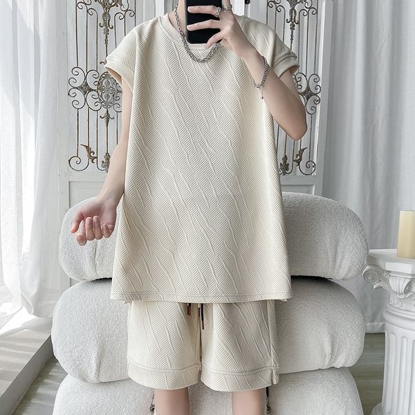 men s tracksuits solid color sets 2023 summer o neck sleeveless t shirts elastic waist shorts streetwear loose casual suits 5xl 230504, Gray
men s tracksuits solid color sets 2023 summer o neck sleeveless t shirts elastic waist shorts streetwear loose casual suits 5xl 230504, Gray