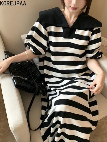 casual dresses korejpaa casual striped sailor collar dresses summer korean fashion loose waist women clothing short sleeve vestidos femme 23, Black;gray
casual dresses korejpaa casual striped sailor collar dresses summer korean fashion loose waist women clothing short sleeve vestidos femme 23, Black;gray
