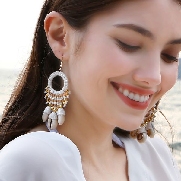 handmade diy rope braided bohemia conch hoop earrings long tassel shell earring woman dangle earrings, Golden;silver
handmade diy rope braided bohemia conch hoop earrings long tassel shell earring woman dangle earrings, Golden;silver