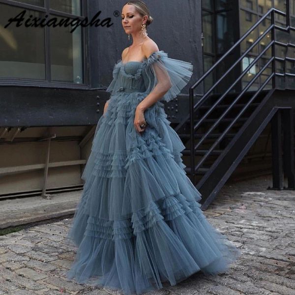 party dresses aixiangsha dusty blue fairy evening off the shoulder short puffy sleeve tiered women couture prom robe de soriee 230505, White;black
party dresses aixiangsha dusty blue fairy evening off the shoulder short puffy sleeve tiered women couture prom robe de soriee 230505, White;black