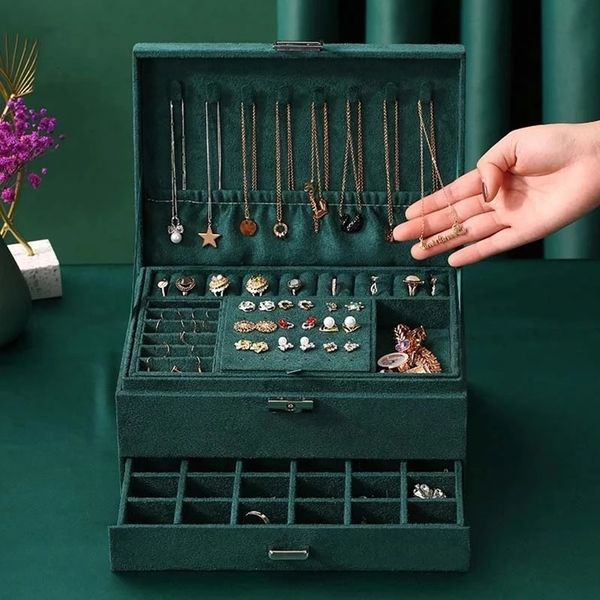 jewelry boxes jewelry box 3-layers green stud organizer large ring necklace makeup holder case velvet jewelry box with lock for women 230505, Black;white
jewelry boxes jewelry box 3-layers green stud organizer large ring necklace makeup holder case velvet jewelry box with lock for women 230505, Black;white