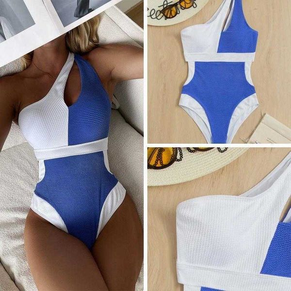 womens color matching one piece shoulder swimsuit personalized sling quick drying outdoor source factory, White;black
womens color matching one piece shoulder swimsuit personalized sling quick drying outdoor source factory, White;black