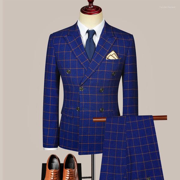 2 pcs set blazers jacket pants / fashion men's casual business striped plaid groom wedding double breasted dress suit trousers, White;black
2 pcs set blazers jacket pants / fashion men's casual business striped plaid groom wedding double breasted dress suit trousers, White;black