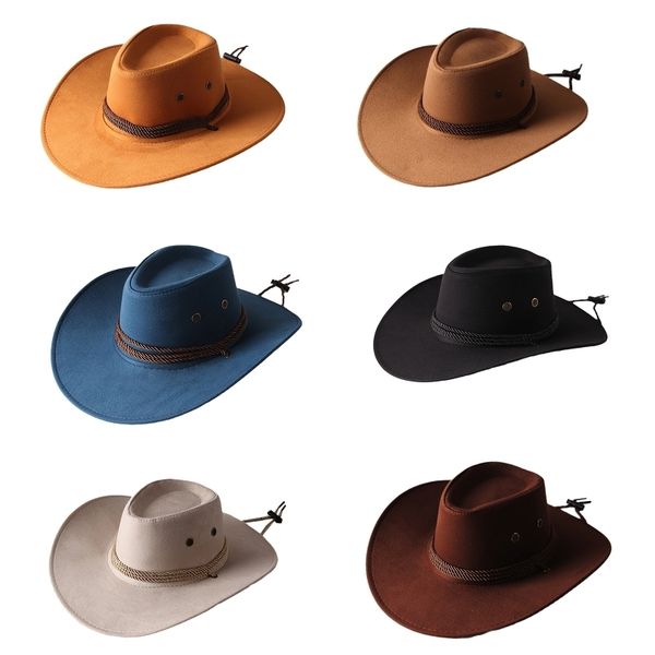 wide brim hats bucket fashion western cowboy with windproof rope vintage solid color jazz allmatch for casual vacation 230504, Blue;gray
wide brim hats bucket fashion western cowboy with windproof rope vintage solid color jazz allmatch for casual vacation 230504, Blue;gray