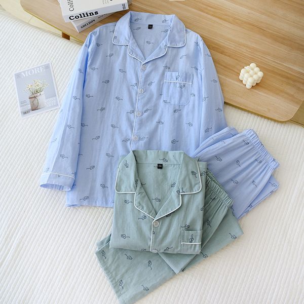men's sleepwear new men's pajamas two-piece spring and summer 100% cotton gauze long-sleeved trousers thin casual home wear cover, Black;brown
men's sleepwear new men's pajamas two-piece spring and summer 100% cotton gauze long-sleeved trousers thin casual home wear cover, Black;brown