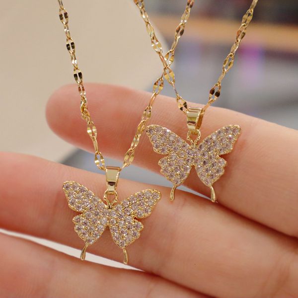 pendant necklaces shiny butterfly exquisite golden crystal collar chain ladies wedding party jewelry gift 230504, Silver
pendant necklaces shiny butterfly exquisite golden crystal collar chain ladies wedding party jewelry gift 230504, Silver